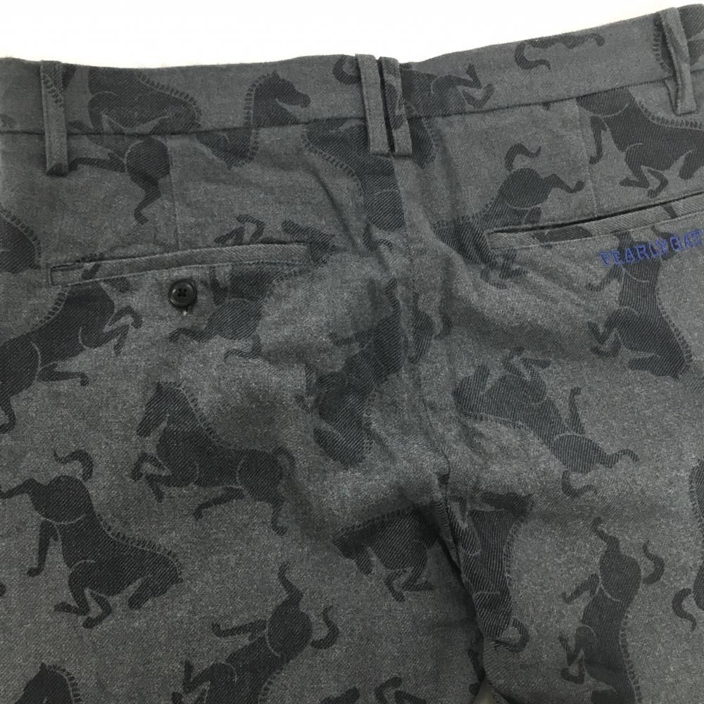 美品】パーリーゲイツ パンツ グレー×ダークグレー 馬総柄 ウール混