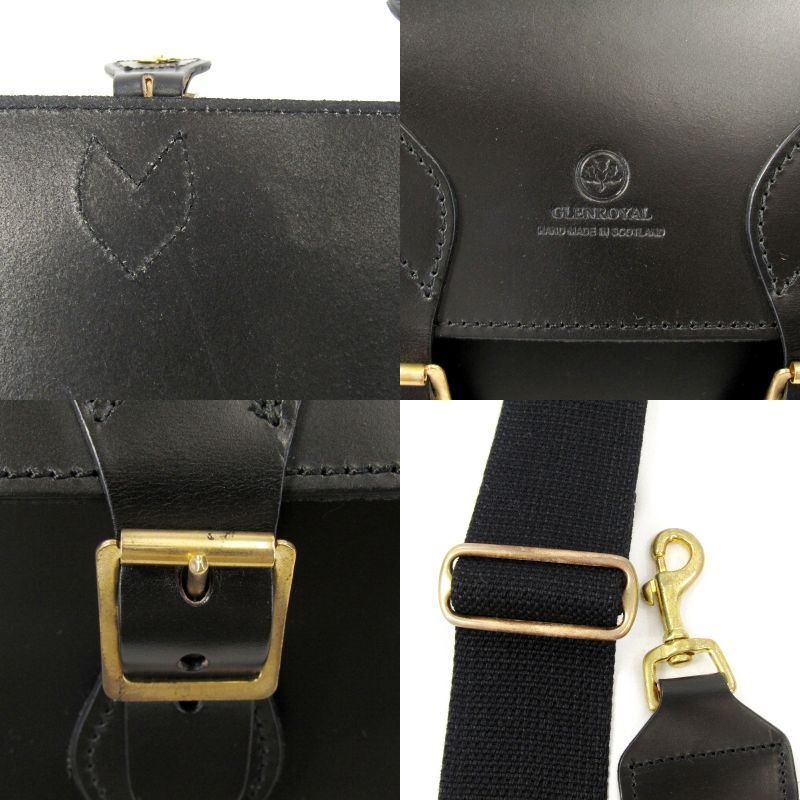 美品 GLEN グレンロイヤル サッチェルバッグ9インチ 02-5765 ブライドル SATCHEL BAG 9 INCH DETACHABLE ブラック 黒   47000262 美品 GLENROYAL グレンロイヤル サッチェルバッグ9インチ 02-5765