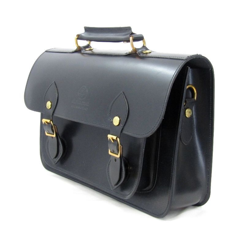 美品 GLEN グレンロイヤル サッチェルバッグ13インチ 02-5912 ブライドル SATCHEL BAG 13INCH DET STRAP ブラック 黒   47000261 美品 GLENROYAL グレンロイヤル サッチェルバッグ13インチ 02-5912
