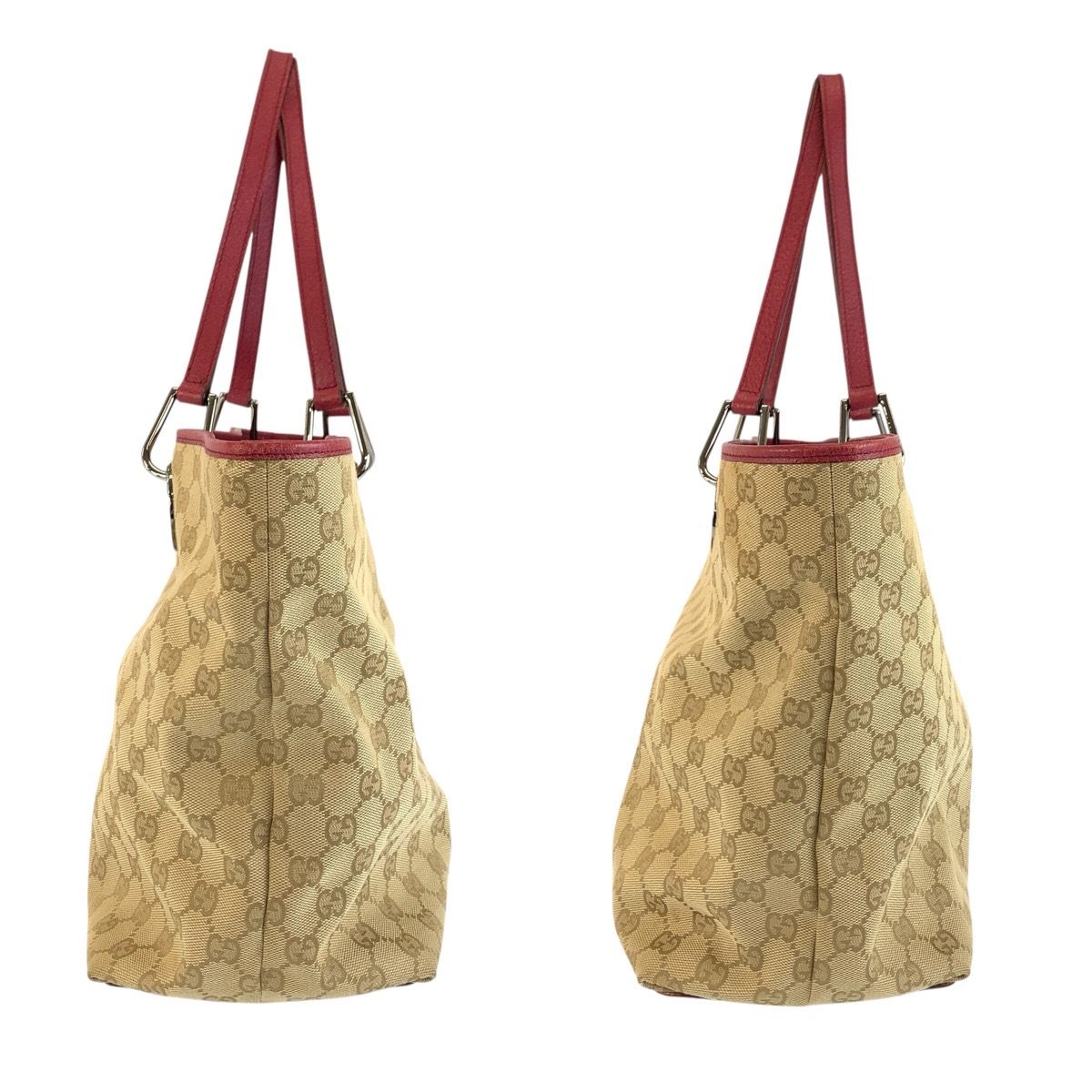美品 GUCCI グッチ ベージュ ワインレッド GGキャンバス/レザー 120838
