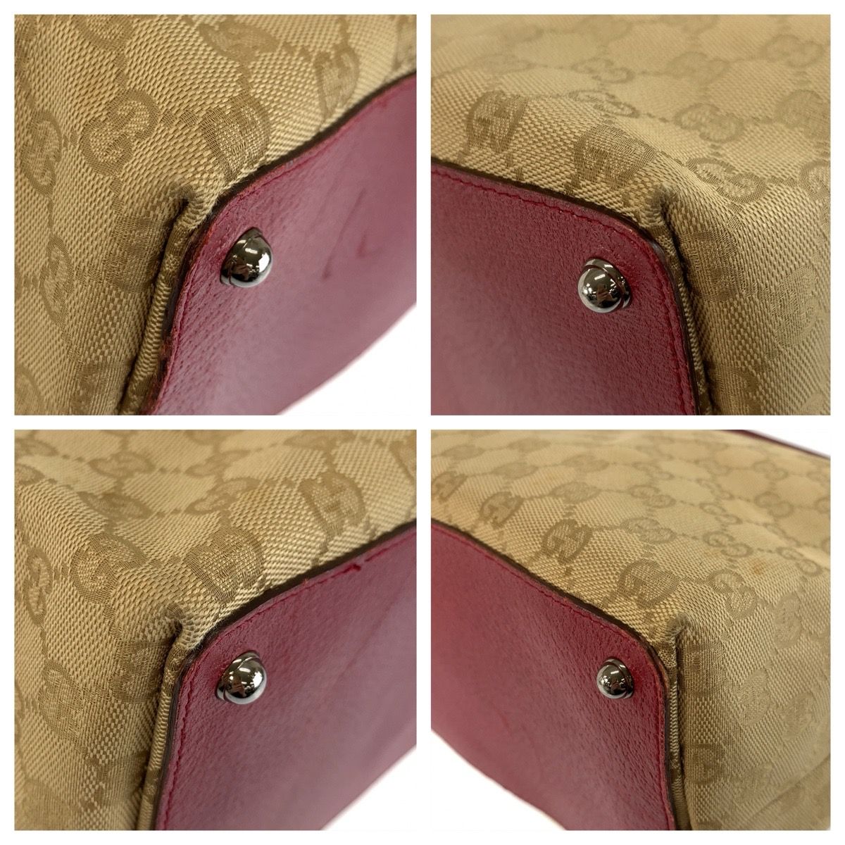 美品 GUCCI グッチ ベージュ ワインレッド GGキャンバス/レザー 120838