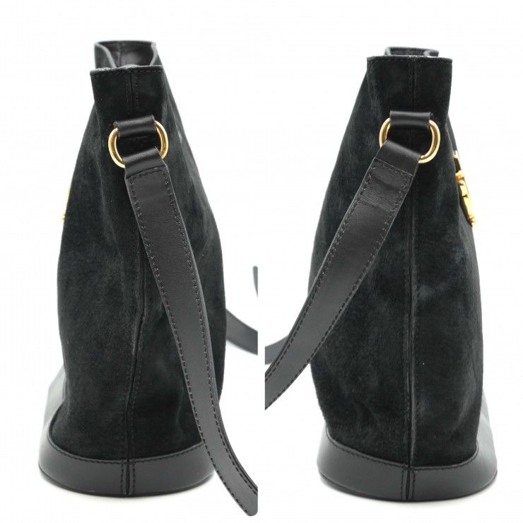 セリーヌ　スエード　ショルダーバッグ CELINE（セリーヌ）ヴィンテージ スエード ショルダーバッグ ブラック
