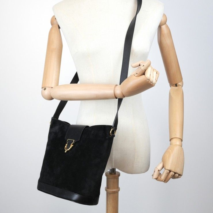 CELINE（セリーヌ）ヴィンテージ スエード ショルダーバッグ ブラック