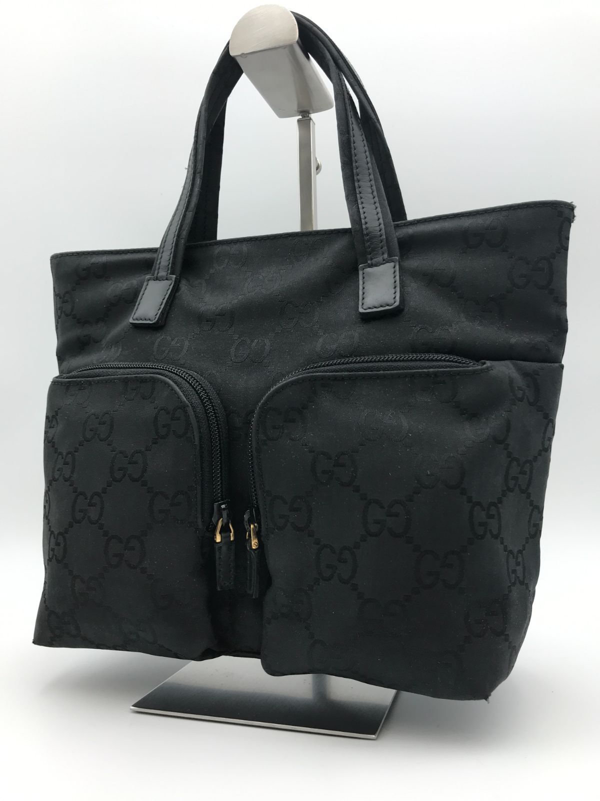 GUCCI グッチ ハンドバッグ GGキャンバス×レザー ブラック 2506 - メルカリ