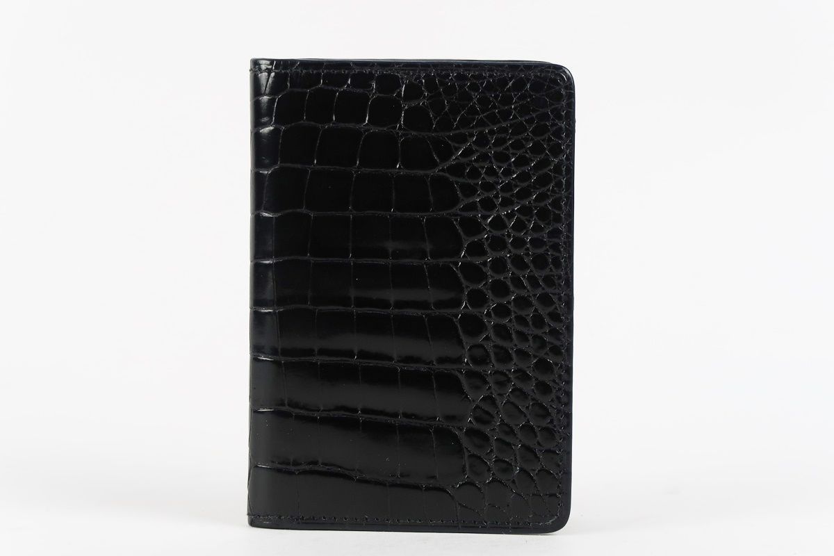 【超美品】dunhill ダンヒル クロコダイル パスケース カード入れ ブラック【QF99】