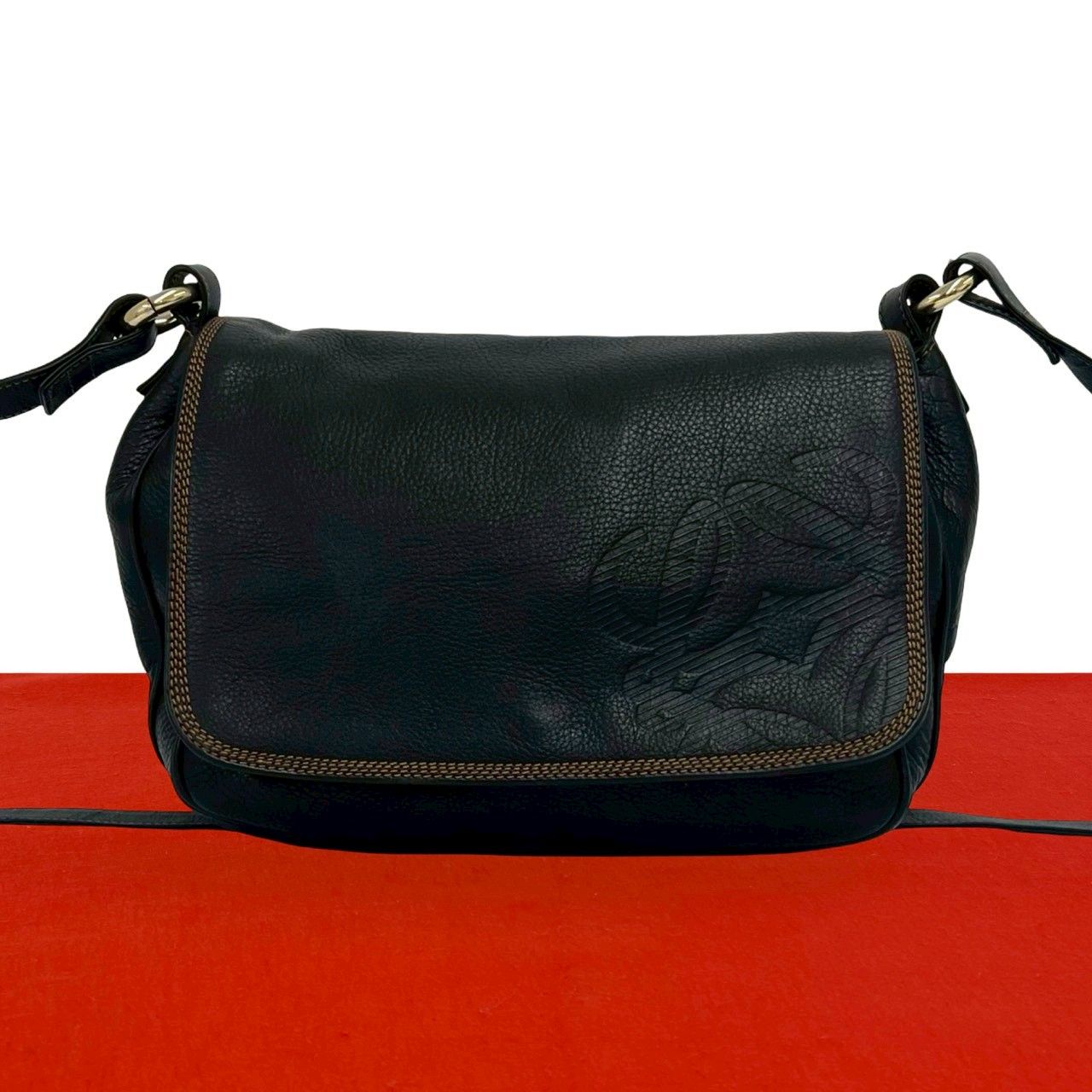 極 美品 LOEWE ロエベ ヴィンテージ アナグラム ロゴ レザー 本革