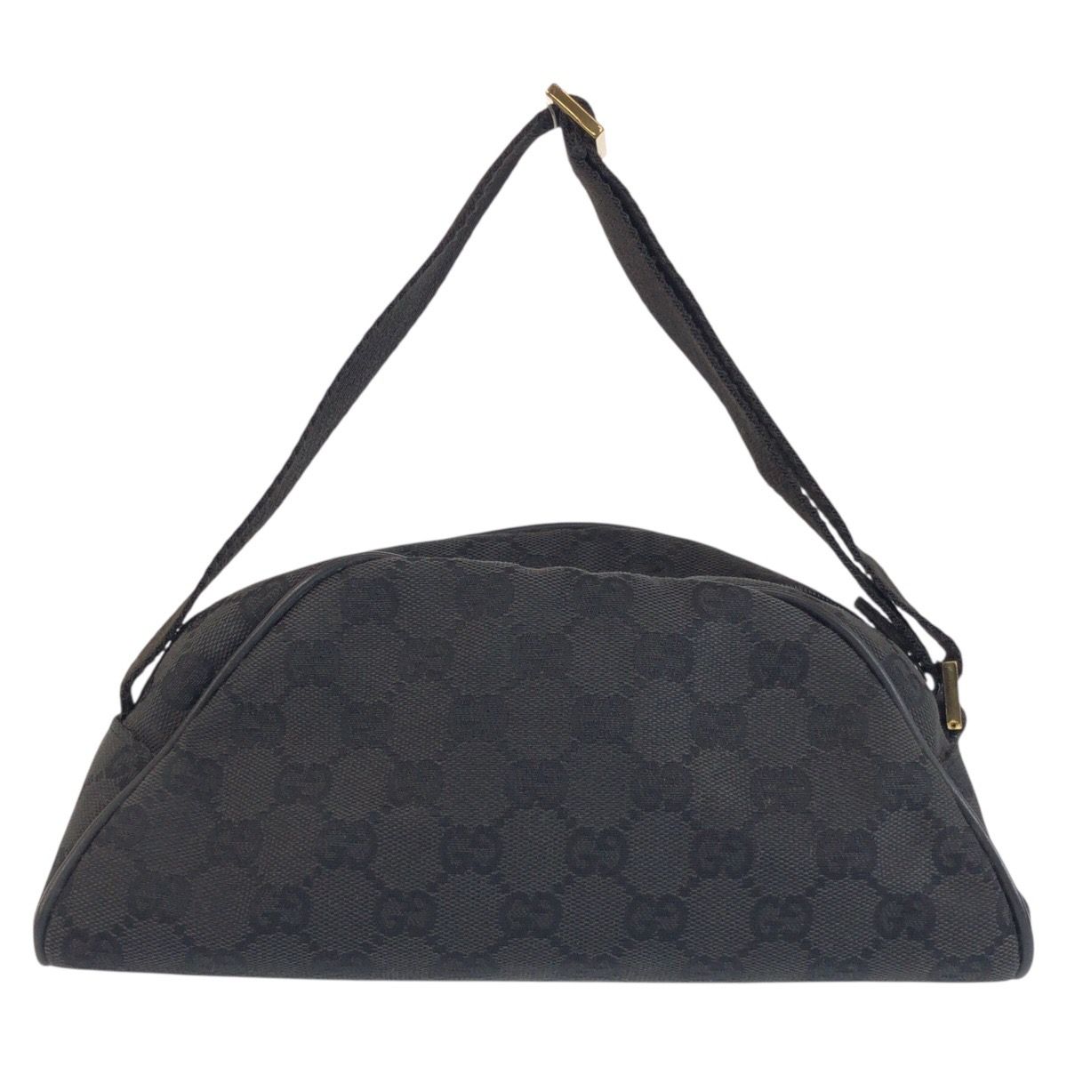 GUCCI グッチ ハーフムーン ブラック 黒 ゴールド金具 GGキャンバス 
