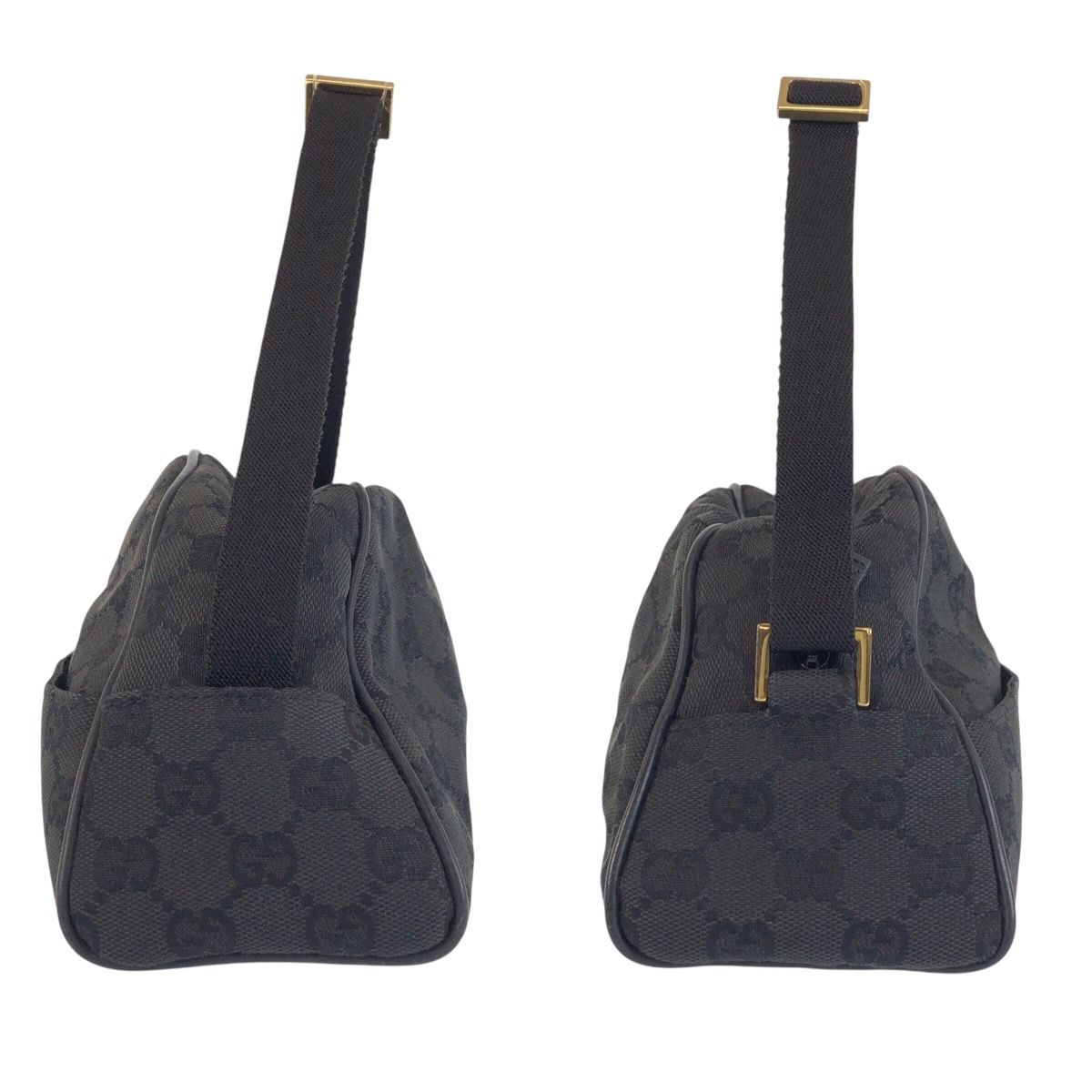 GUCCI グッチ ハーフムーン ブラック 黒 ゴールド金具 GGキャンバス