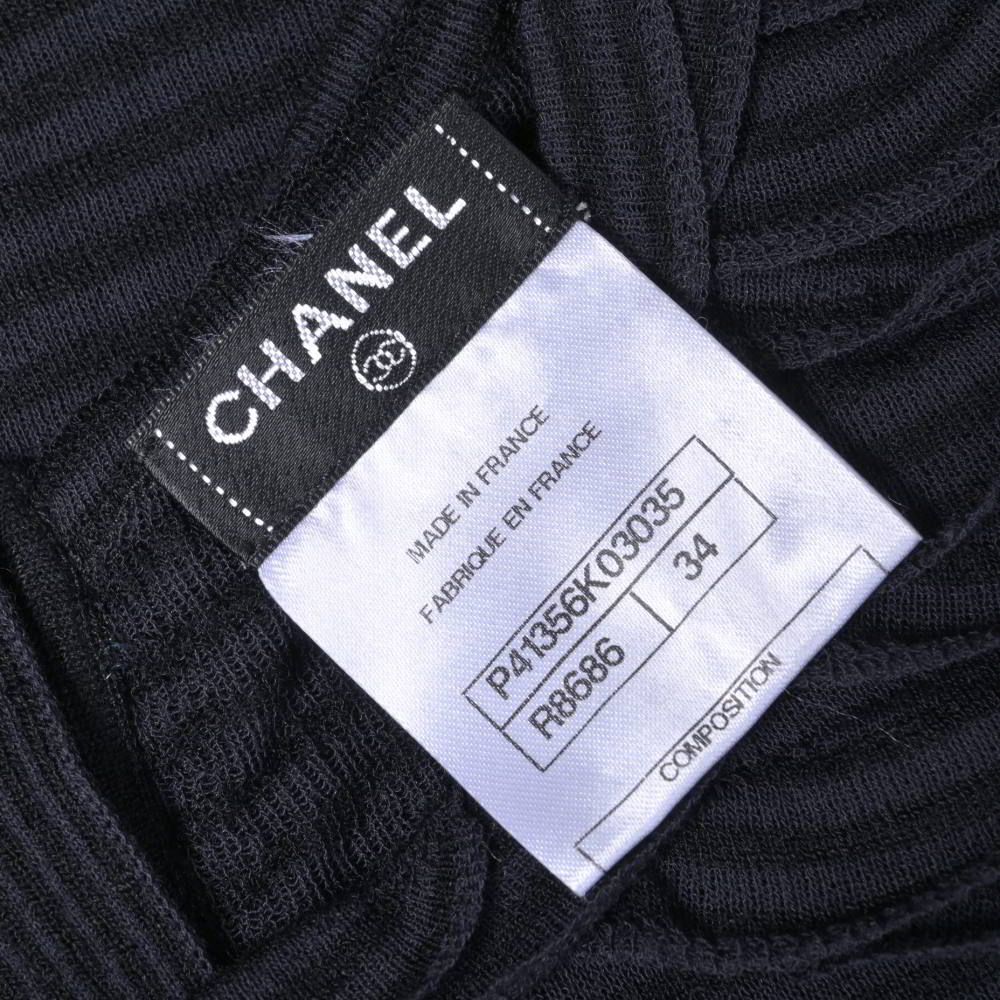 CHANEL P41356K03035 レーヨン混 フリル ボーダー ノースリーブ ニット