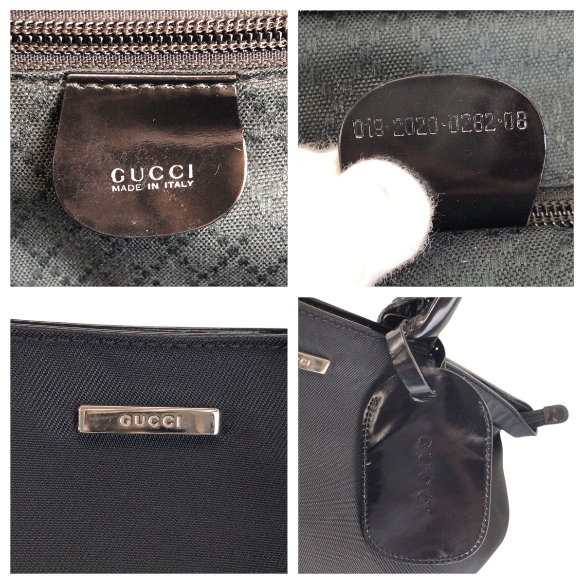 美品 GUCCI グッチ ブラック 黒 シルバー金具 ナイロン 019 2020 0282