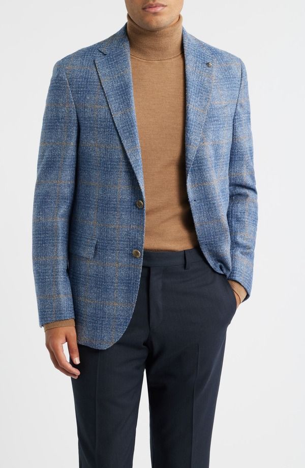 ジャックビクター メンズ アウター ジャケット・ブルゾン ウール コート Jack Victor McAllen Blue Windowpane Check Soft Constructed Alpa