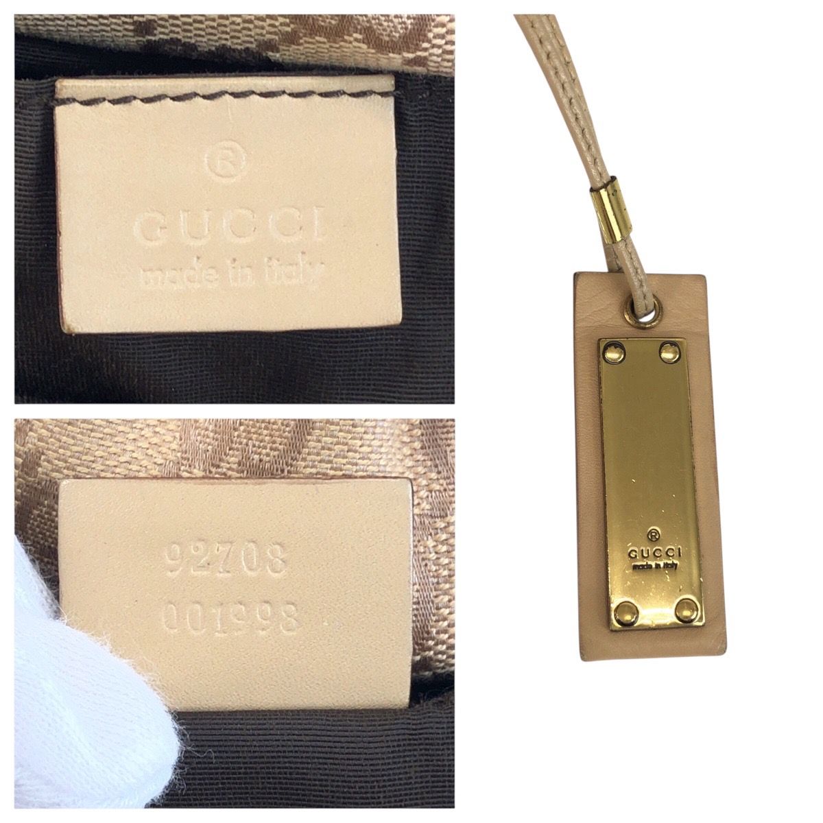 GUCCI グッチ バンブー ベージュ ゴールド金具 GGキャンバス 92708