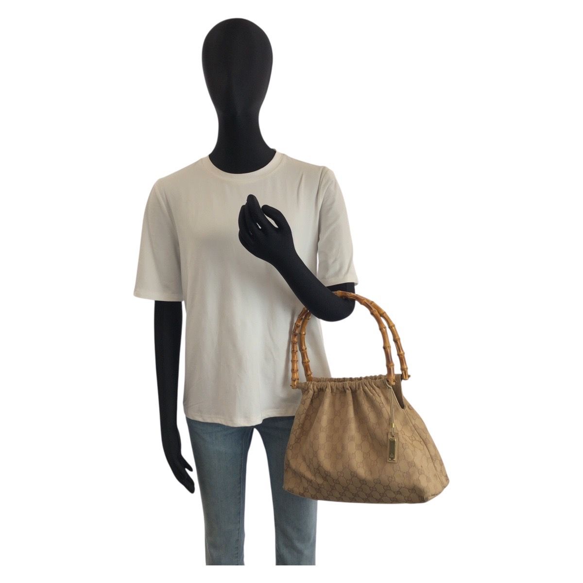 GUCCI グッチ バンブー ベージュ ゴールド金具 GGキャンバス 92708