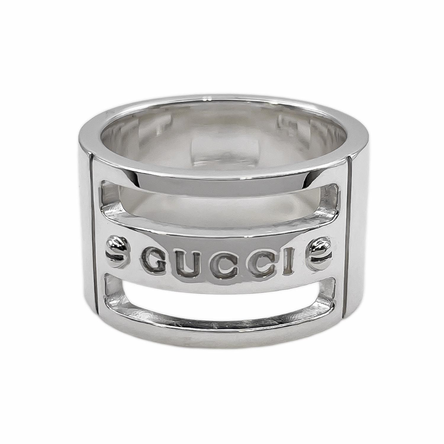 週末限定値下！グッチ Gucci SV925 シルバー 指輪　11号　廃盤　レア GUCCI グッチ ロゴ カットオフ リング・指輪 SV925 11号 11号 シルバー