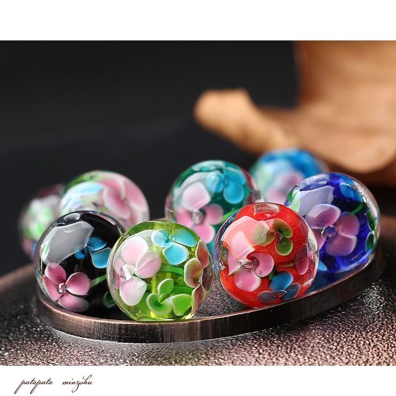 とんぼ玉 8色 セット ガラス アクセサリーパーツ 蜻蛉玉 雑貨 小物