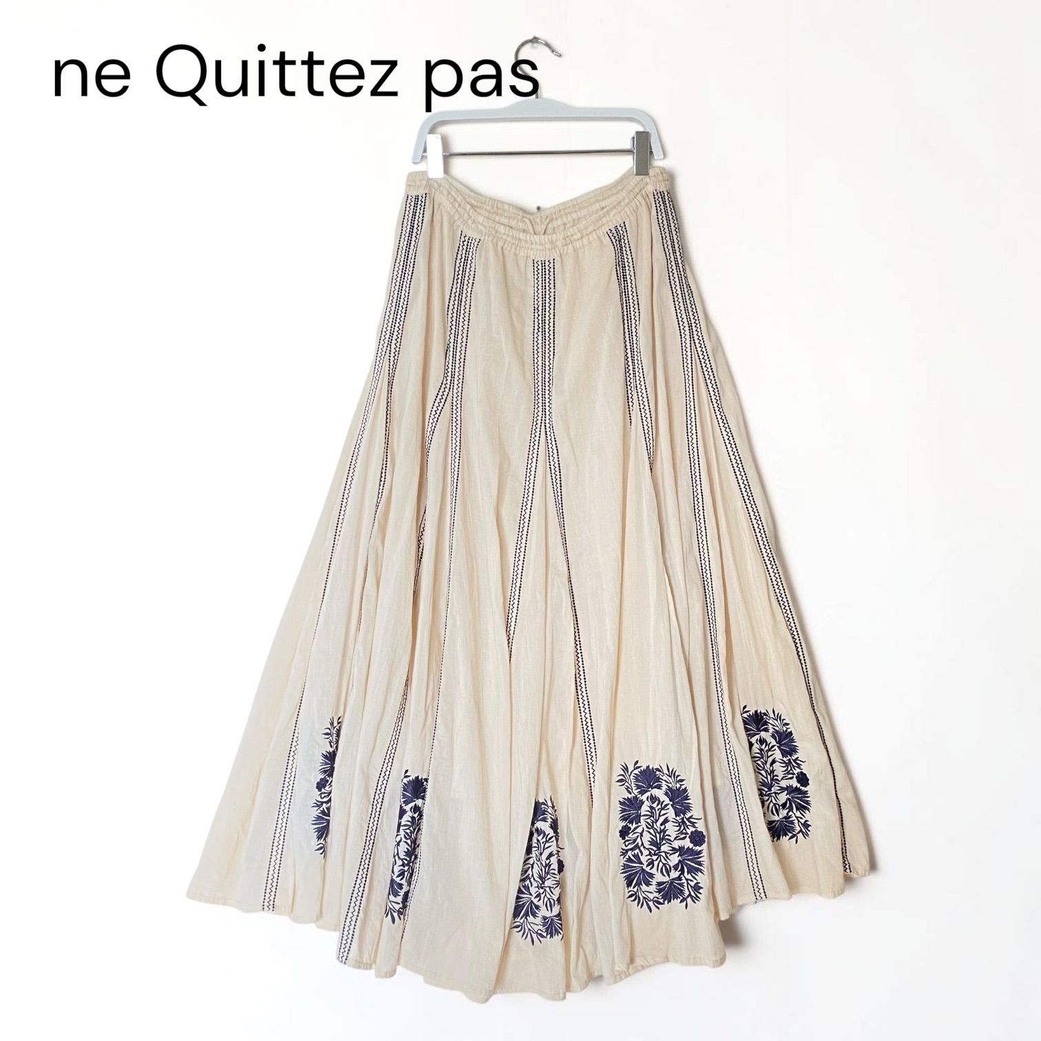 ヌキテパ　刺繍ロングスカート ne Quittez pas ヌキテパ 刺繍 ロングスカート オフホワイト - メルカリ