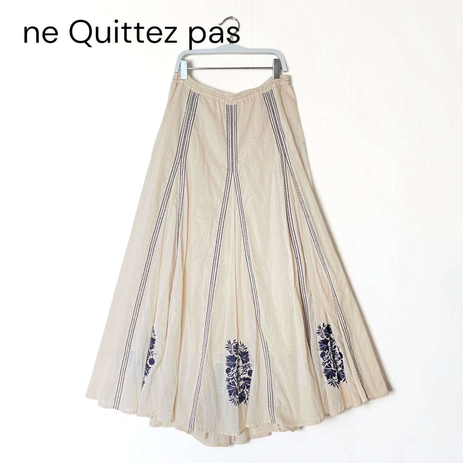 ヌキテパ　刺繍ロングスカート ne Quittez pas ヌキテパ 刺繍 ロングスカート オフホワイト - メルカリ