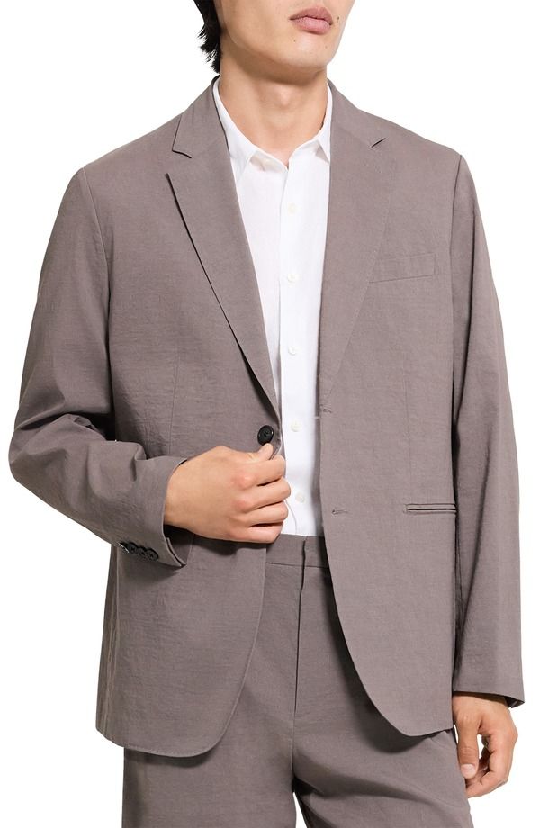 セオリー メンズ アウター ジャケット・ブルゾン リネン Theory Standard Linen Blend Suit Jacket Morel