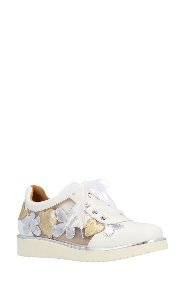 ラモールドピード レディース シューズ スニーカー LAmour des Pieds Zeneta Embellished Sneaker White Silver Gold ホワイト