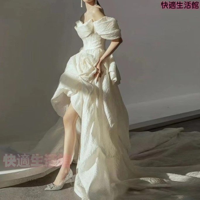 人気商品 ウェディングドレス マーメイドドレス ドレス ロングドレス オフショルダー レース セクシー 白 ホワイト 花嫁ドレス Vネック トレーンドレス 二次会ドレス 結婚式ドレス ウエディング ブライダルドレス マーメイドライン キラキラ lf706