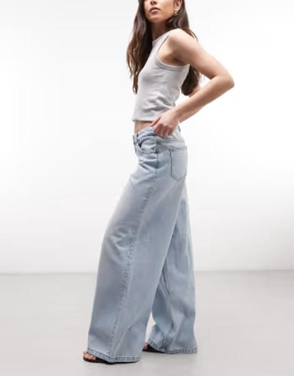 ノイジーメイ レディース ボトムス デニムパンツ ワイドレッグ ローライズ ジーンズ Noisy May low rise wide leg jeans in light blue denimediu