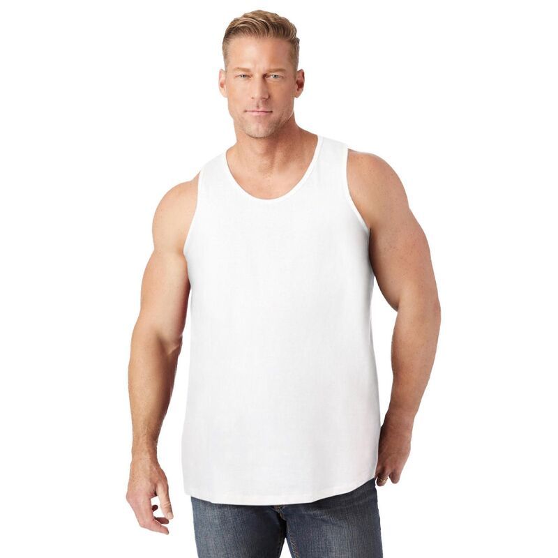 キングサイズ レディース トップス Tシャツ トール KingSize Mens Big Tall ShrinkLess Lightweight LongerLength Tank White ホワイ