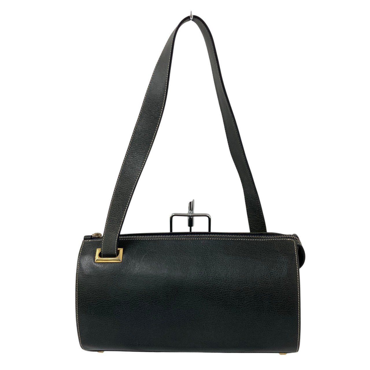 サルバトーレフェラガモ　ショルダーバッグ　パンプス　ゴールド金具　レザー　黒 Ferragamo/フェラガモ/レザー/ワンショルダーバッグ/筒形/ゴールド金具