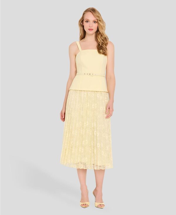 タハリエーエスエル レディース トップス ワンピース Tahari ASL Womensquare Neck Mixed Media Dress Buttercup