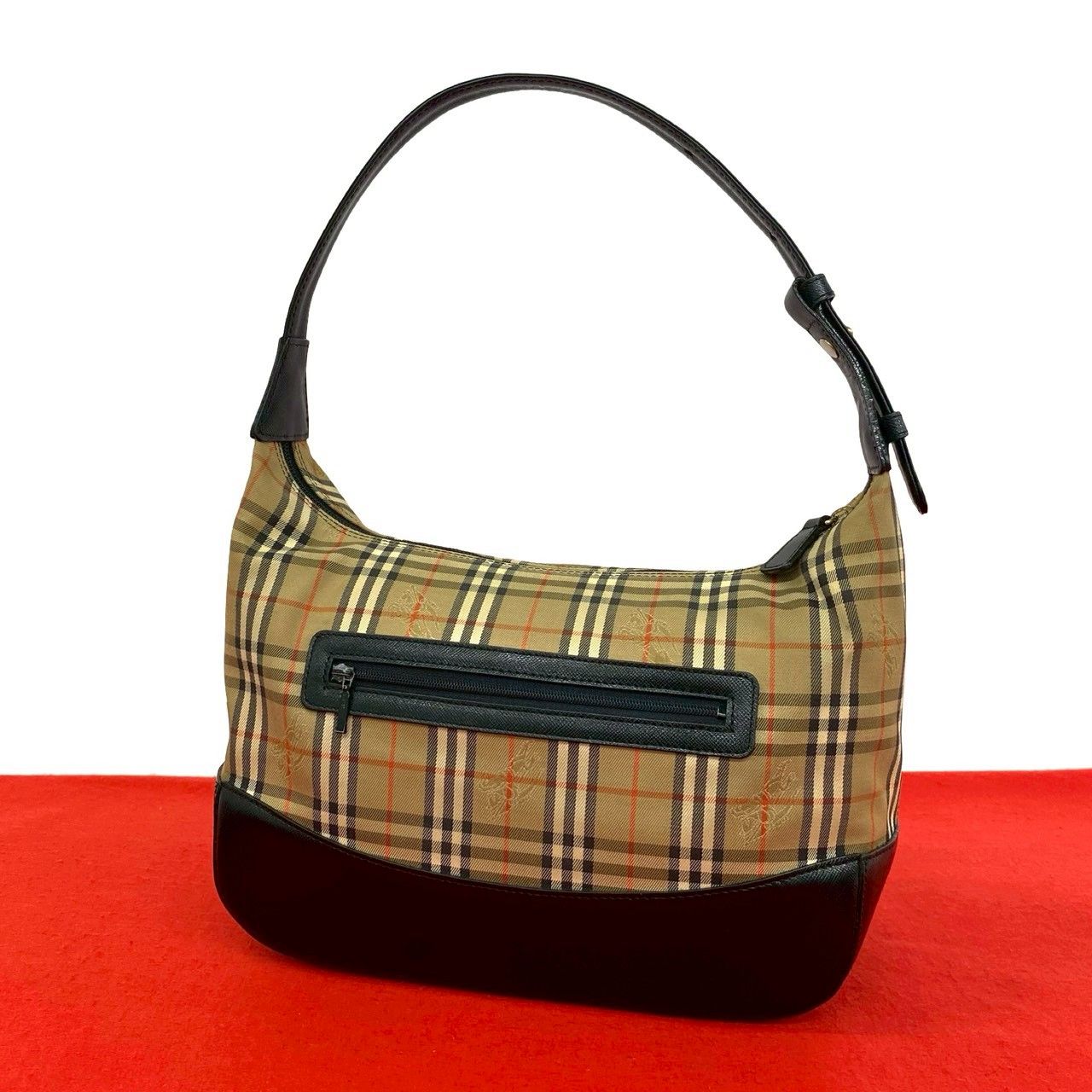 BURBERRY ショルダーバッグ ホースロゴ　ノバチェック 極 美品 BURBERRY バーバリー ノバチェック シャドーホース 柄
