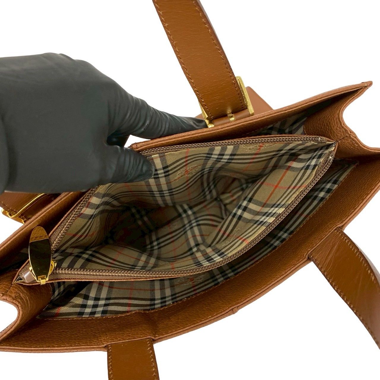 極 美品 希少品 BURBERRY バーバリー ロゴ 金具 ノバチェック 柄