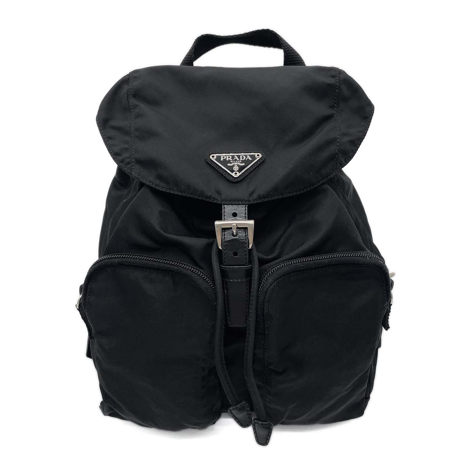 【美品】 PRADA プラダ　ポコノ　ナイロン　リュック　三角ロゴ PRADA プラダ トライアングル ロゴ 三角プレート リュック・デイパック