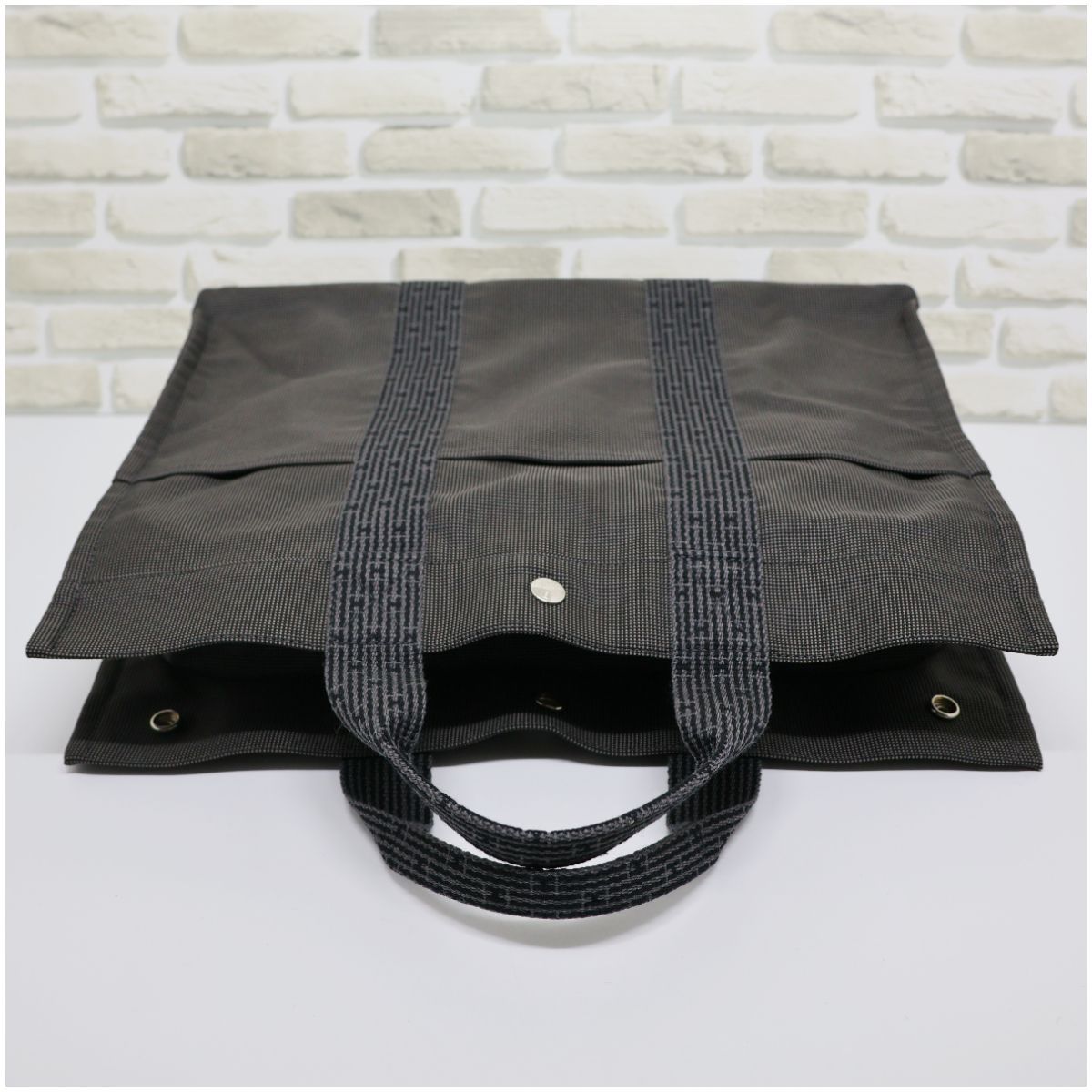 極美品】HERMES エルメス エールライン MM グレー キャンバス/ナイロン