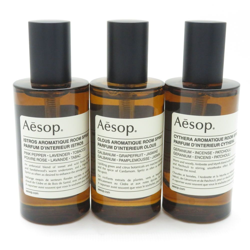 美品 Aesop イソップ ステイトオブビーイングアロマティックルームスプレートリオ ルームスプレー 3本 50ml キティラ イストロス BO12729CC