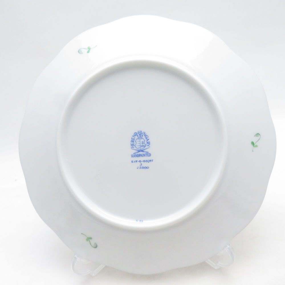 美品 Herend ヘレンド アポニーグリーン AV 517 中皿 4枚 セット 19cm