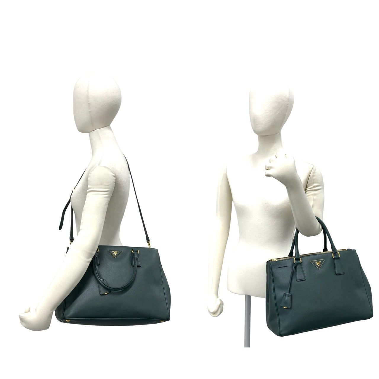 極 美品 PRADA プラダ 三角 ロゴ プレート 金具 レザー 本革 2way