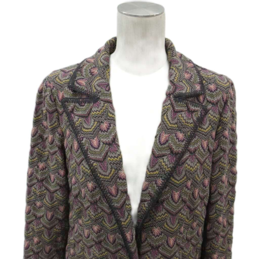 ミッソーニ MISSONI テーラードジャケット ウール シルク グレー 総柄