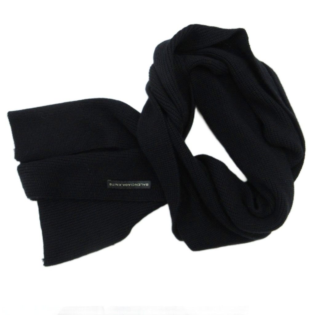 バレンシアガ BALENCIAGA KNITS マフラー 黒 ブラック 無地 /YS37