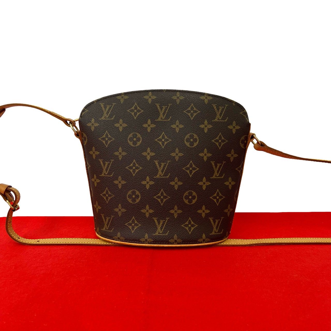 ルイヴィトン　ドルーオ　ショルダーバッグ　モノグラム　PVC ブラウン　レザー 極 美品 LOUIS VUITTON ルイヴィトン ドルーオ モノグラム レザー 本革