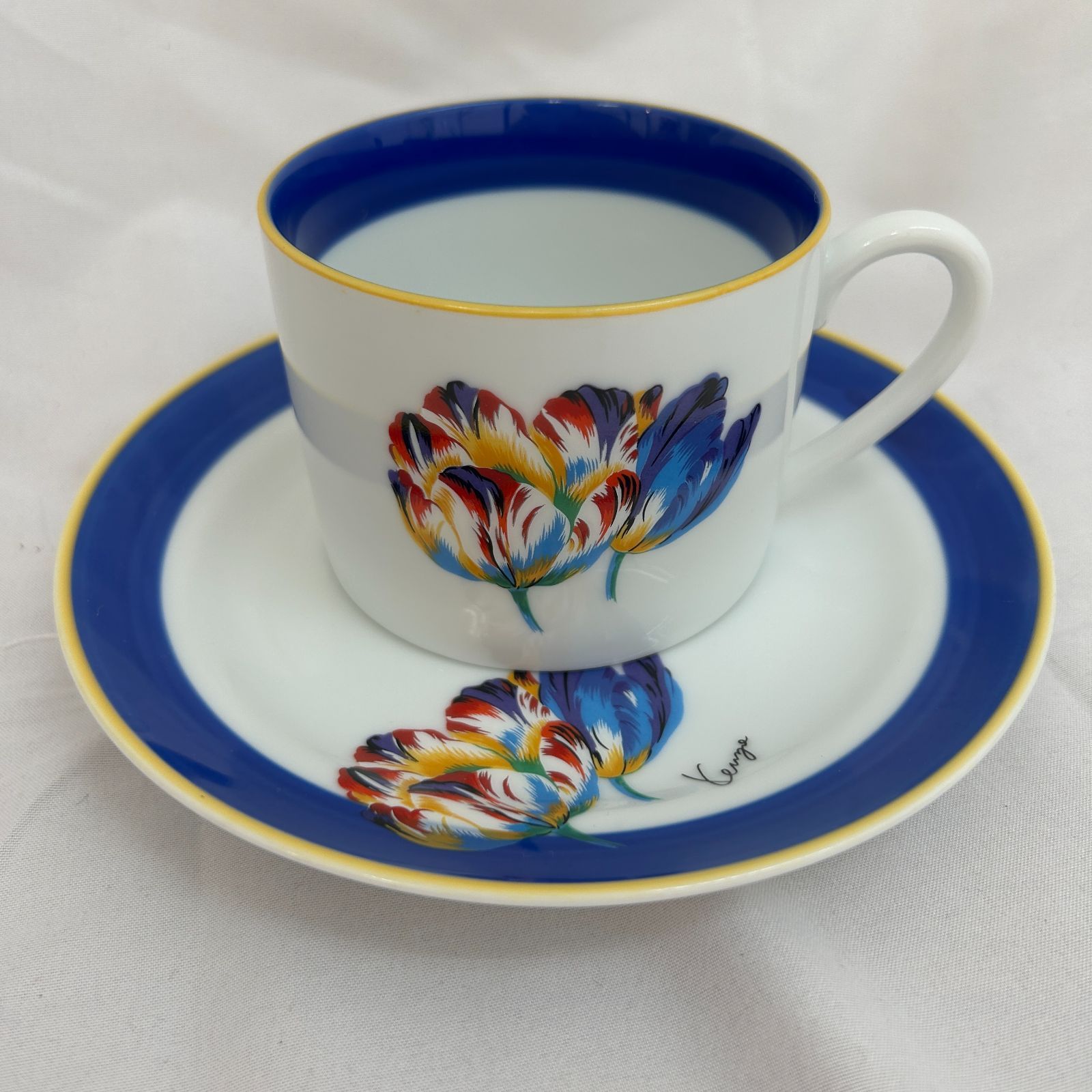 R【中古品】KENZO ケンゾー カップ&ソーサー 2客セット ペアカップ 花