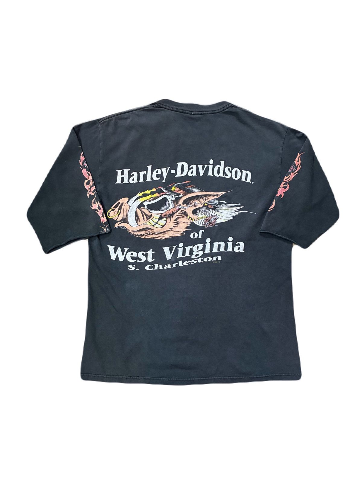 90’s HARLEY-DAVIDSON “HOG.Flame” sleeve cut T-shirt