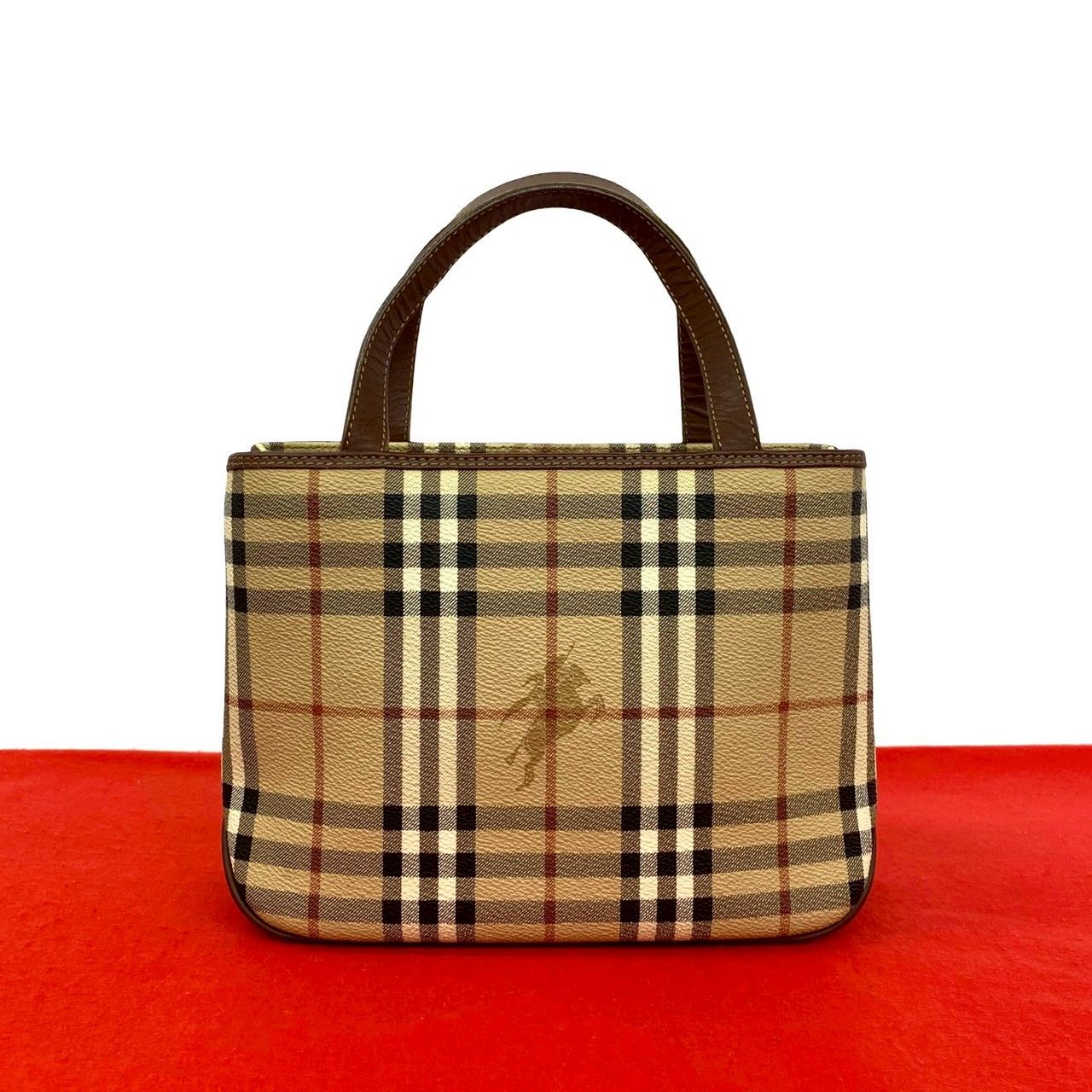 極 美品 BURBERRY バーバリー ノバチェック シャドーホース 柄 レザー