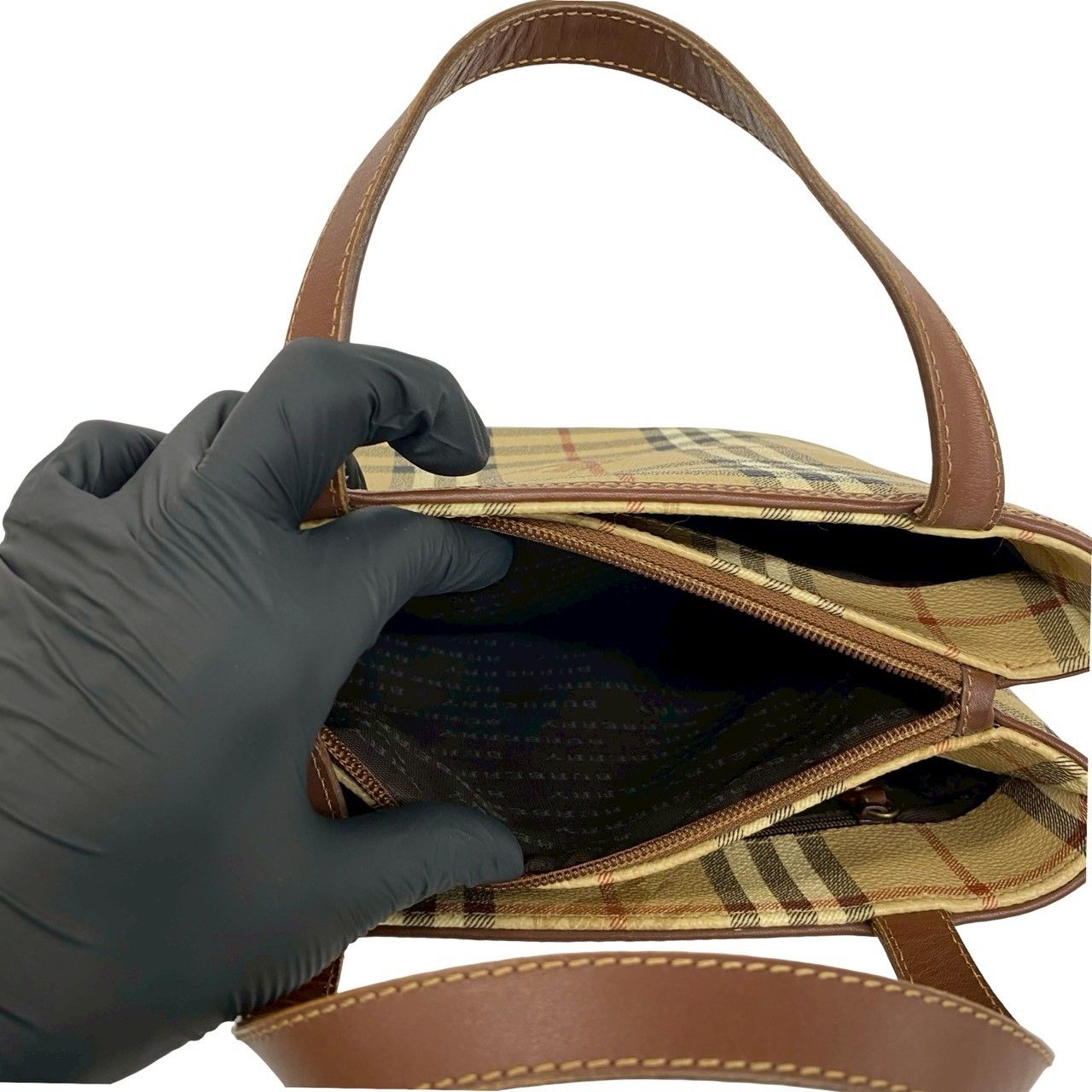 極 美品 BURBERRY バーバリー ノバチェック シャドーホース 柄 レザー