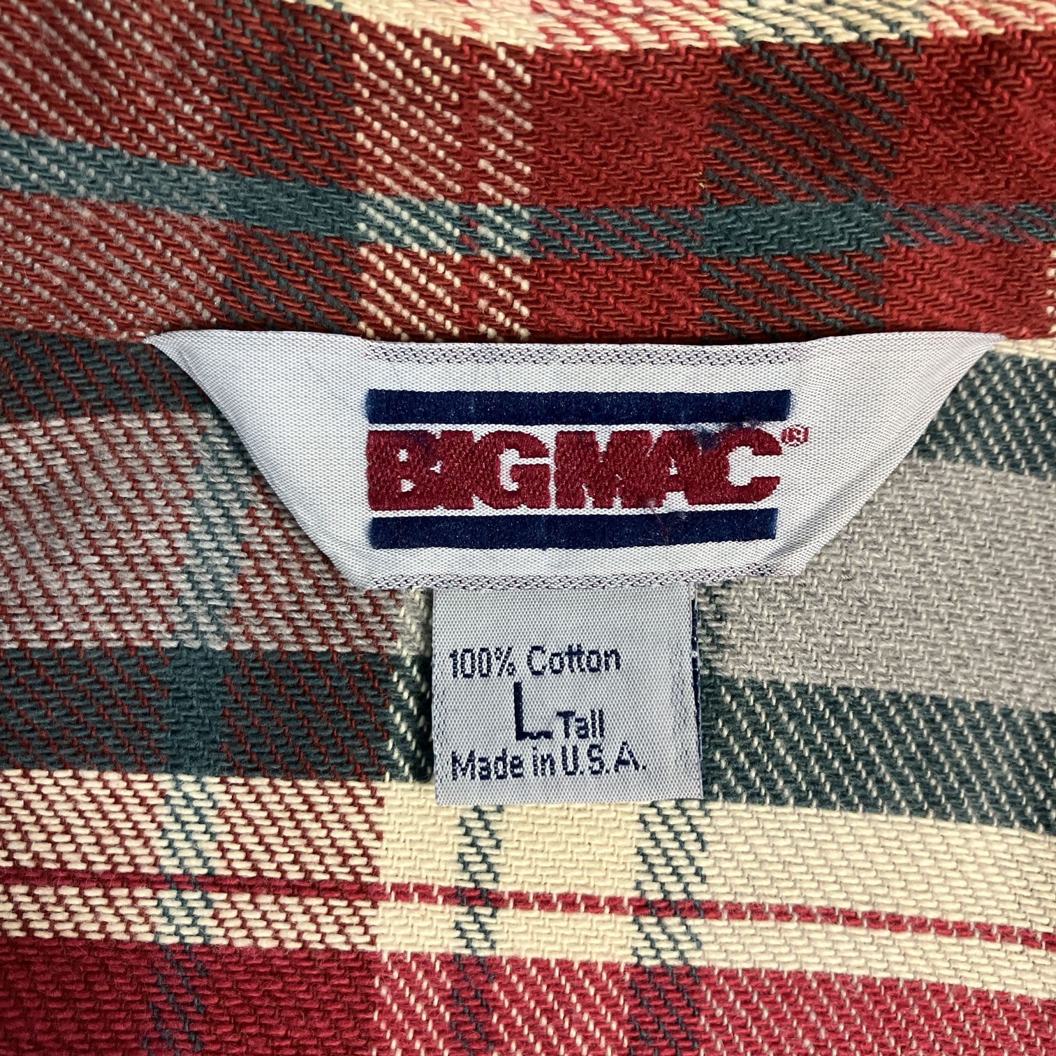80s-90s USA製 BIG MAC ヘビーネルシャツ L-Tall ビッグマック