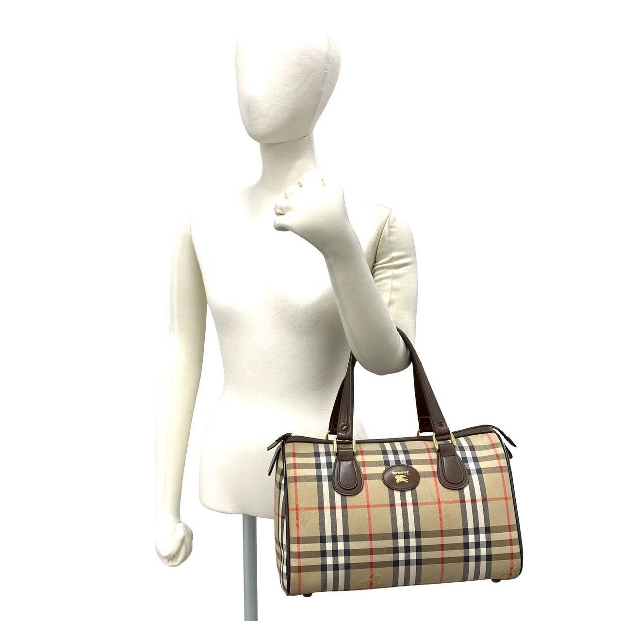 美品✨Burberry バーバリーズ　ボストンバッグ　キャンバス　ホース柄　鍵付 極 美品 Burberrys バーバリーズ ヴィンテージ ロゴ シャドーホース