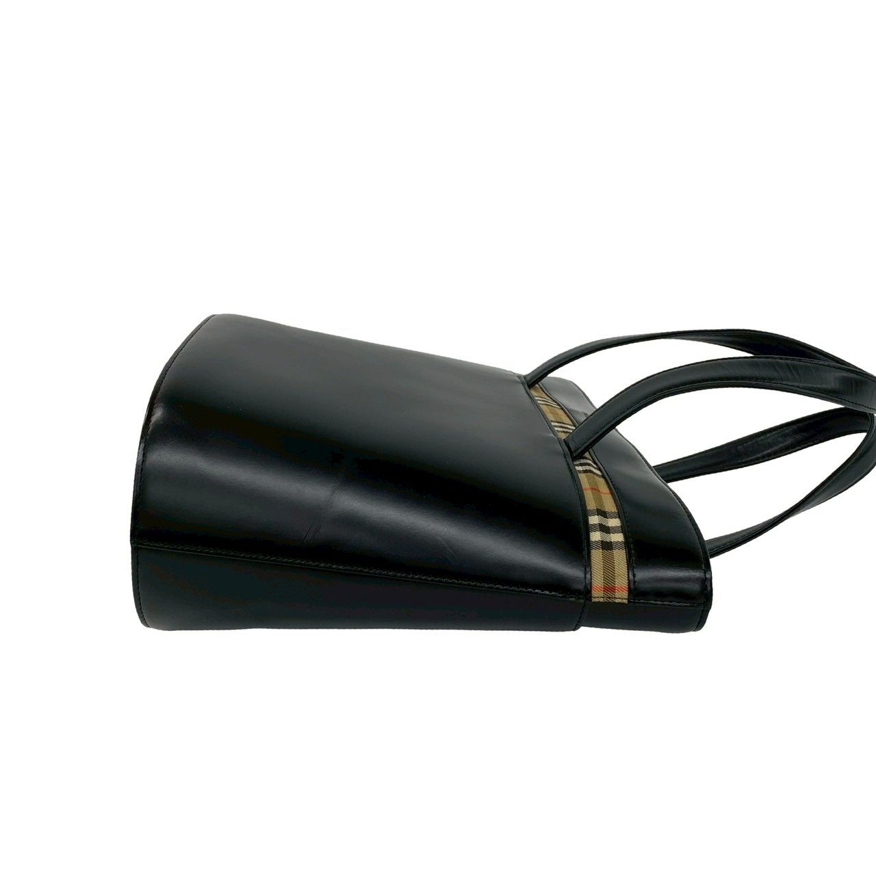 極 美品 BURBERRY バーバリー ノバチェック 柄 ロゴ 刻印 カーフ