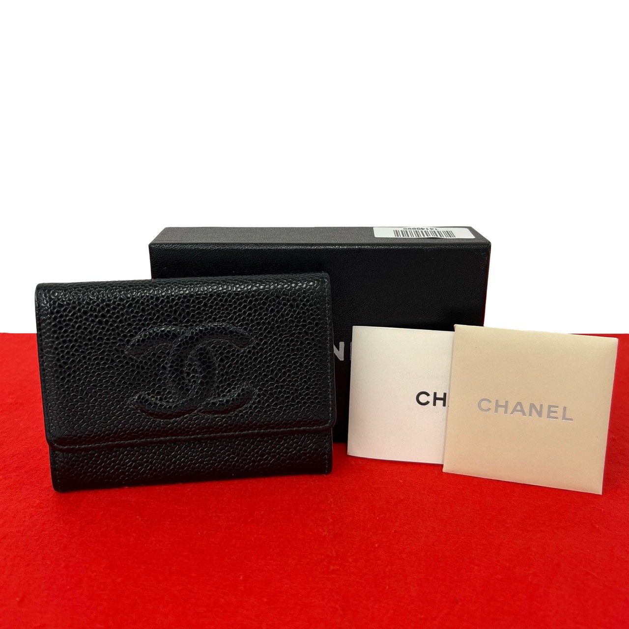 極美品 CHANEL シャネル キャビアスキン メガネケース シール 4番台 極 美品 箱付き シール有 7番台 CHANEL シャネル ココマーク キャビア