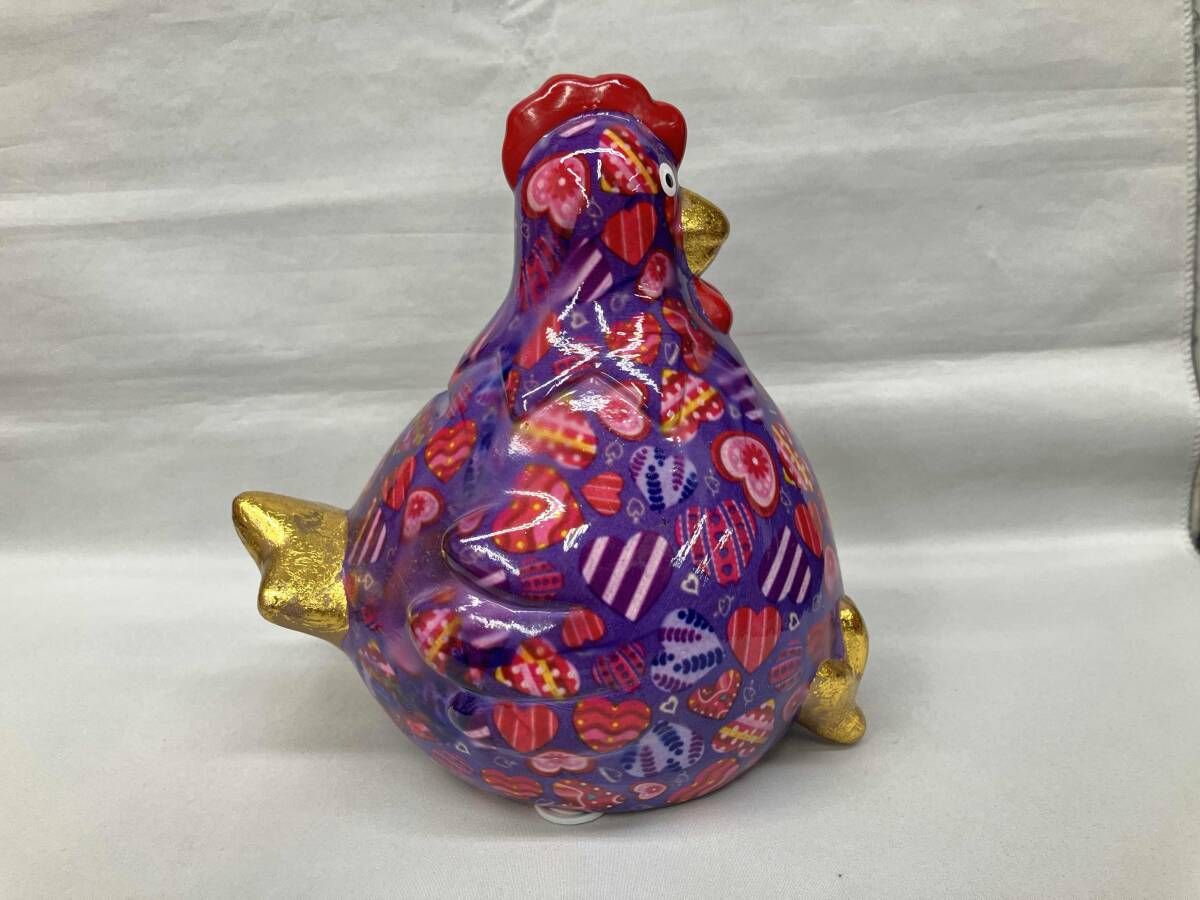 Pomme pidou (ポンピドゥー) ニワトリ 鳥 貯金箱 パープル 紫 ハート