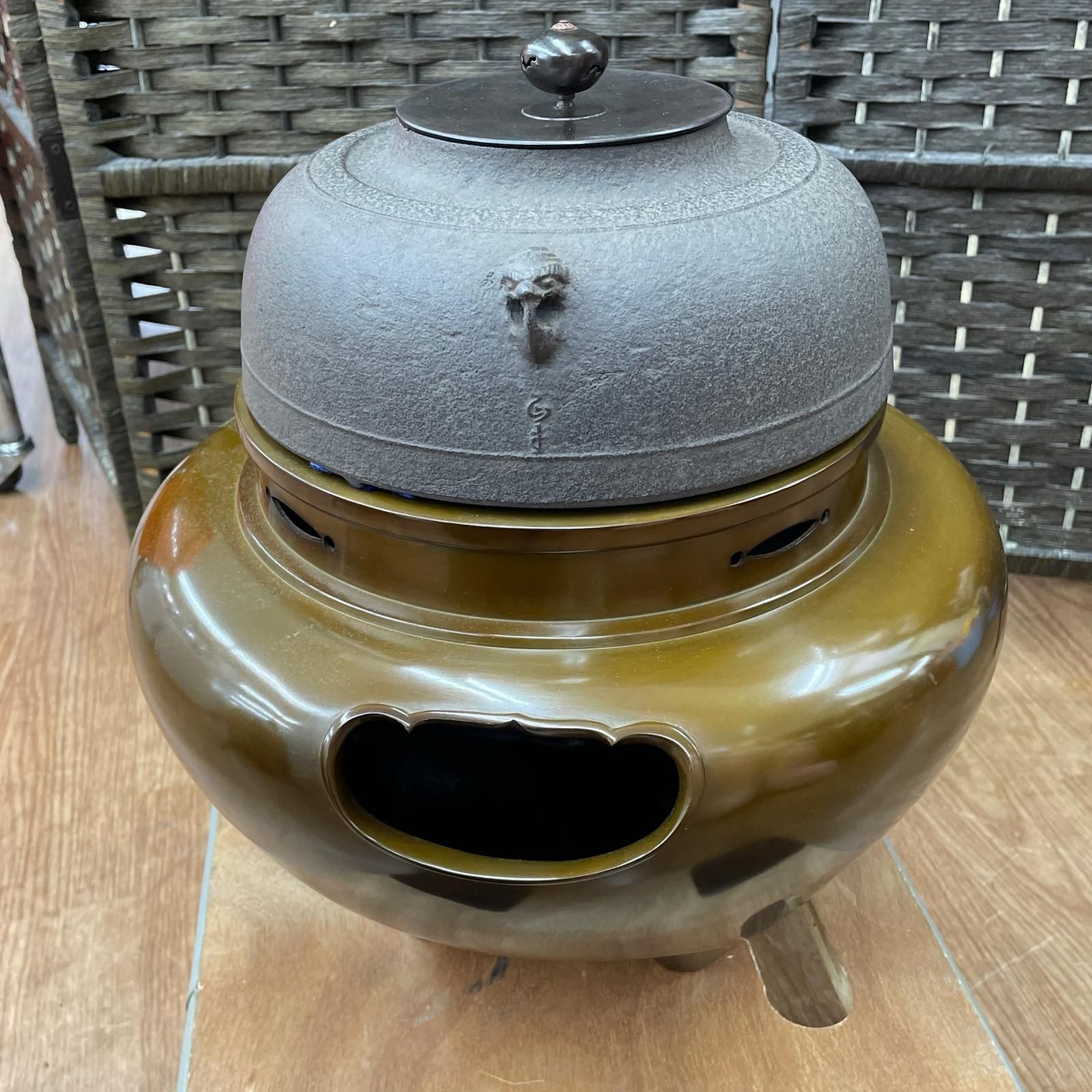 唐銅風炉 菊池正直作 茶の湯釜 鉄瓶 唐銅風炉 菊池正直作 茶の湯釜 鉄瓶 - メルカリ