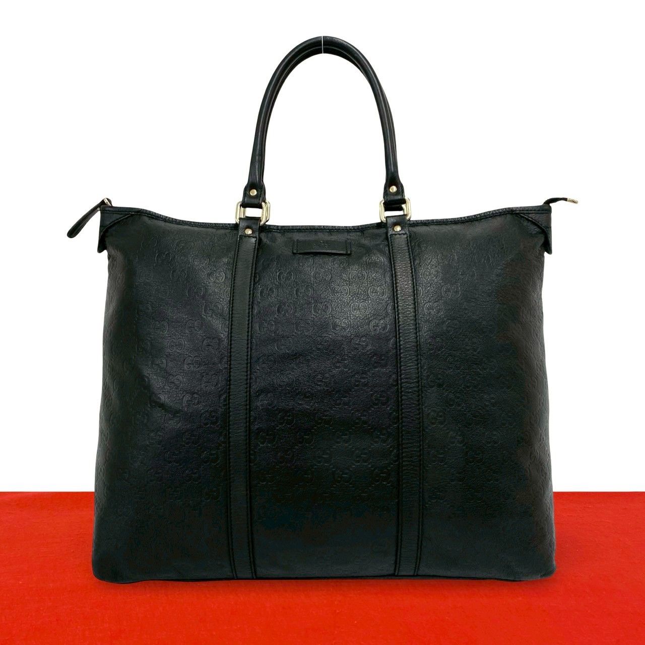 極 美品 GUCCI グッチ シマ GG 総柄 刻印 レザー 本革 ハンドバッグ