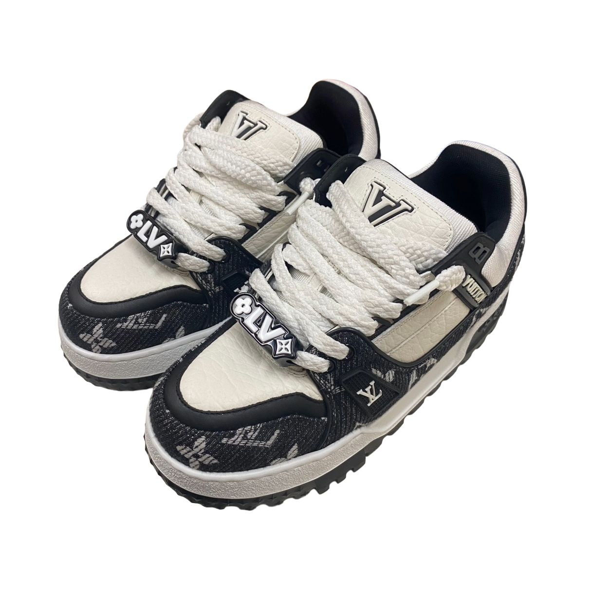 LOUIS VUITTON　ルイヴィトン　LV トレイナー マキシ スニーカー　モノグラム･デニム　ブラック　1AGZBM　＃37（24.0㎝）